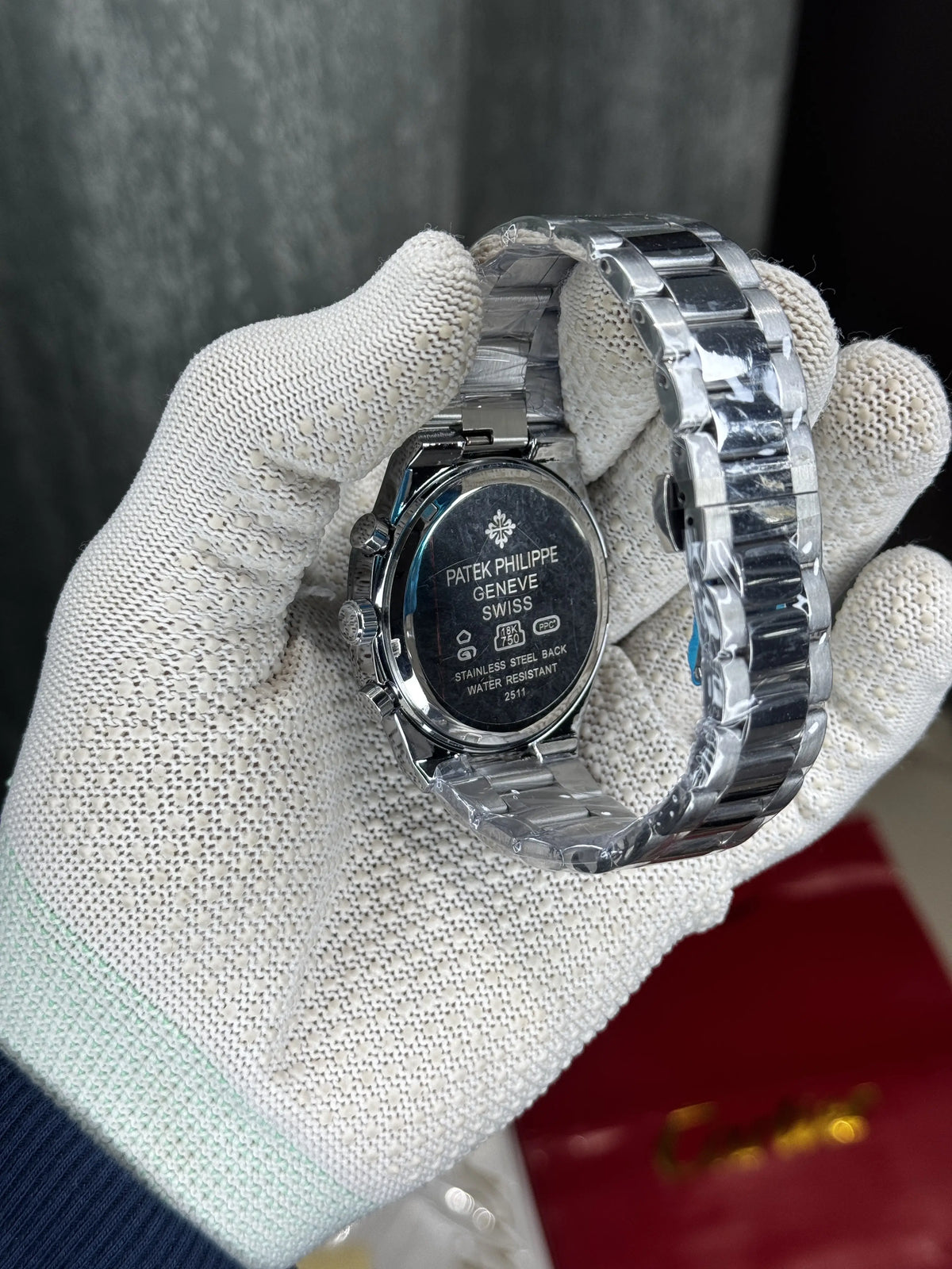 Patek Philippe Silver Black Chronograph Premium Watch