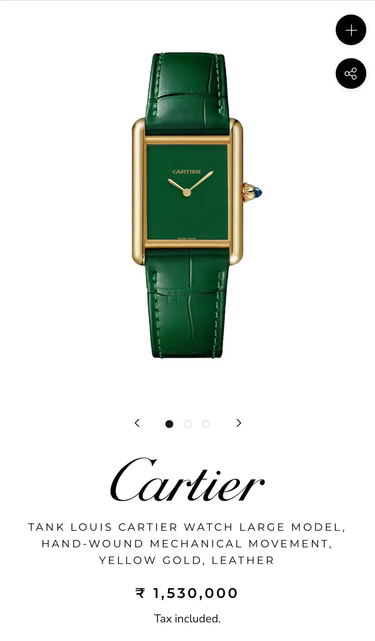 Cartie r Tank Louis Copper Green Slim Premium Watch