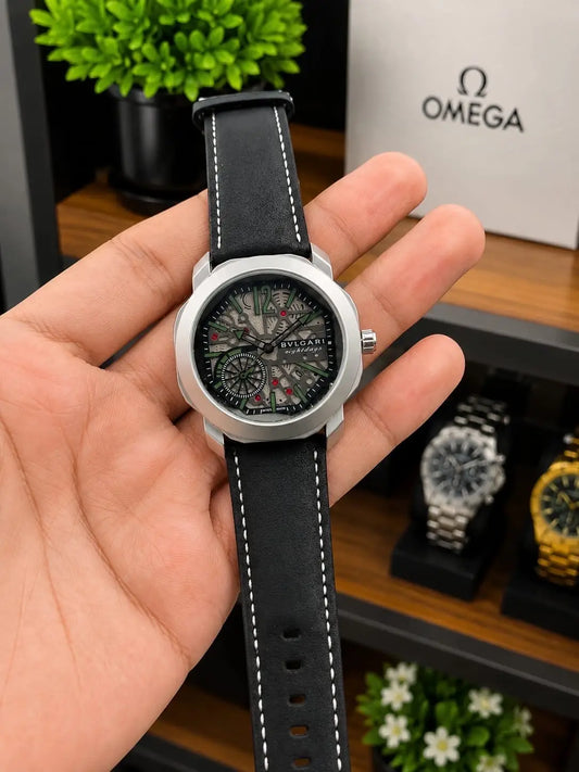 bvlgar_i premium leather belt watch
